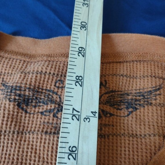 Carbon Orange Henley Men's XXL Long Sleeve Button Serpent Print - Picture 7 of 7